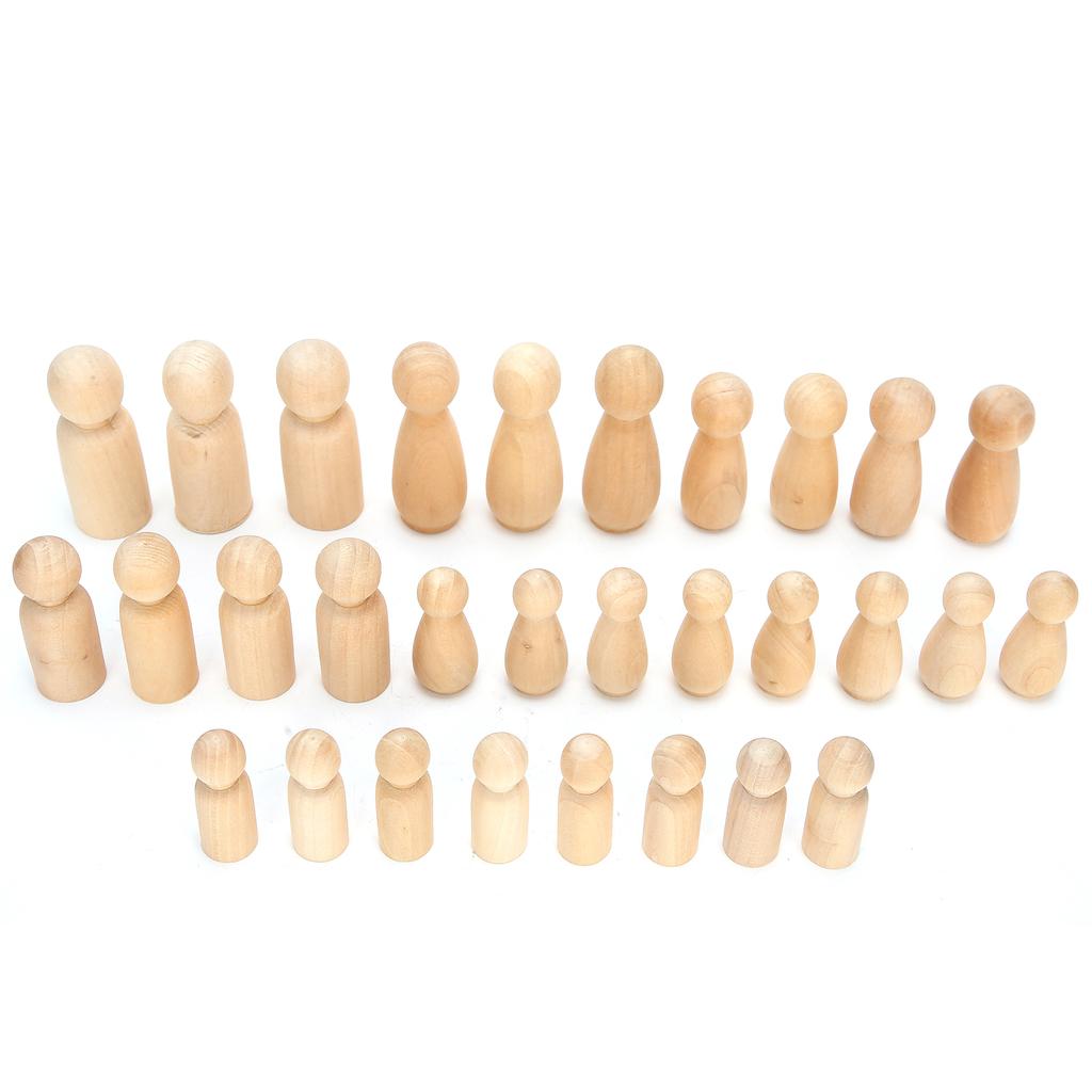 30 шт. деревянных кукольных тел с колышками, натуральные незаконченные фигуры людей, сделай сам, живопись, искусство, ремесла JM01791