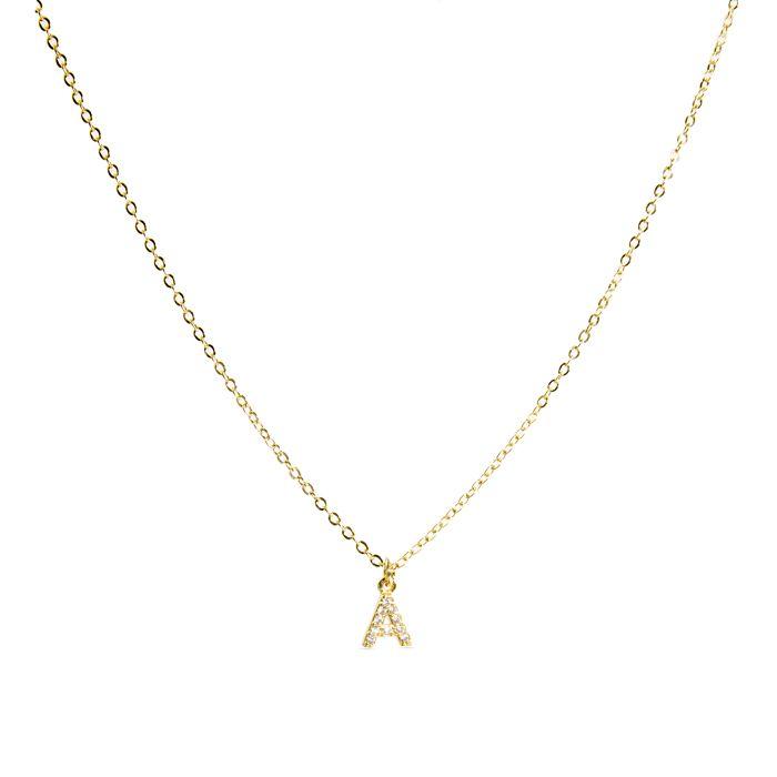 Collier Luxenter Avec Zirconia Brillant Finition or 18k - Alphabet A