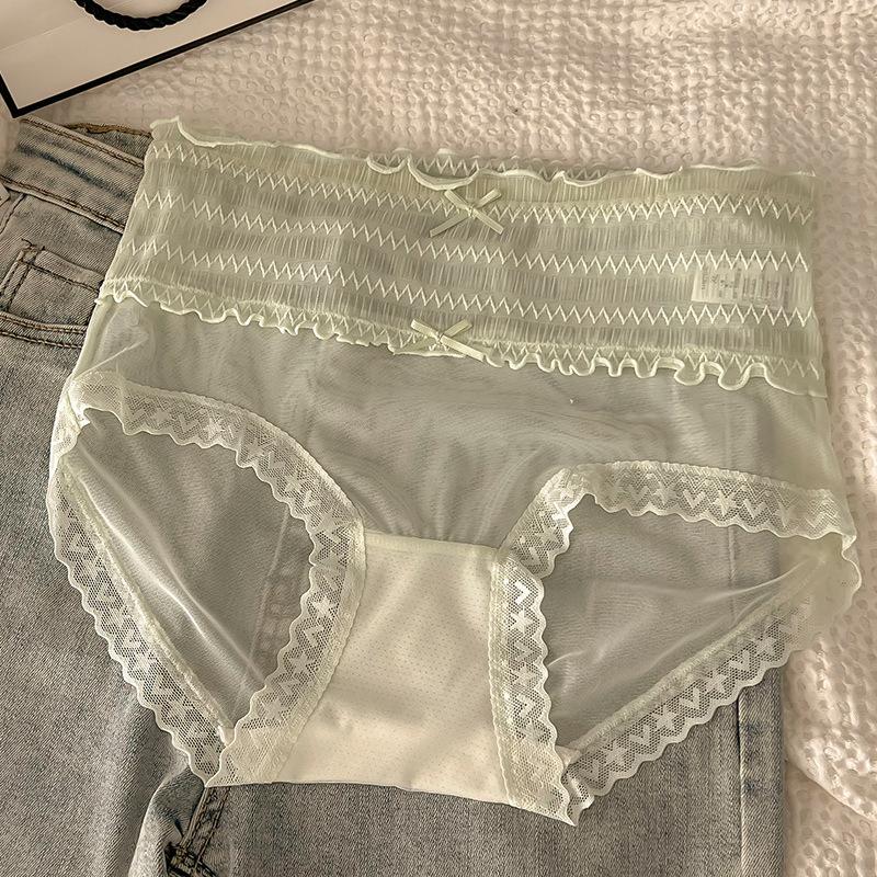 Women's Panties Plus Size Mid-waist Translucent Lace Edge Sexy Hip Lift Breathable Briefs