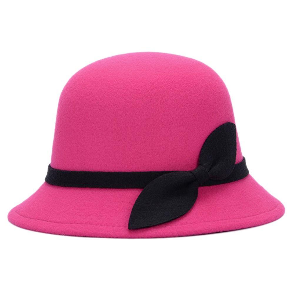 Винтажная шляпа с бантом из шерстяного фетра, повседневная шляпа-тазик, фетровая кепка, кепка-ведро, шляпы-котелки, купольная шляпа