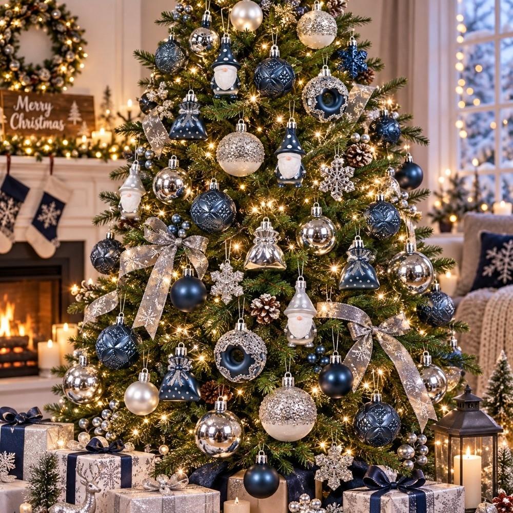 60 PCS Candy Christmas Ornament Set Dwarf Xmas Tree Pendants Christmas Tree Hanging Decor Home