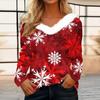 Рубашки с длинным рукавом для женщин Милые топы Рождественские принты Футболки Блузки Повседневные топы больших размеров Базовые топы Пуловеры
