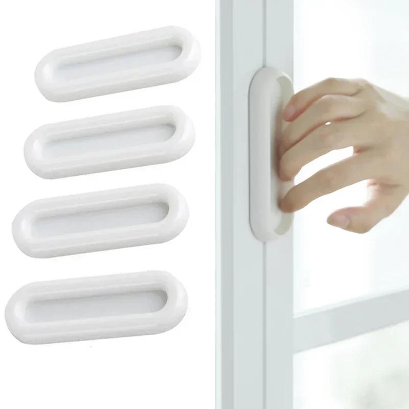 4 шт. самоклеящиеся дверные ручки овальные дверные ручки для межкомнатных дверей стеклянные окна шкафы ящики нескользящие ручки вспомогательные ручки