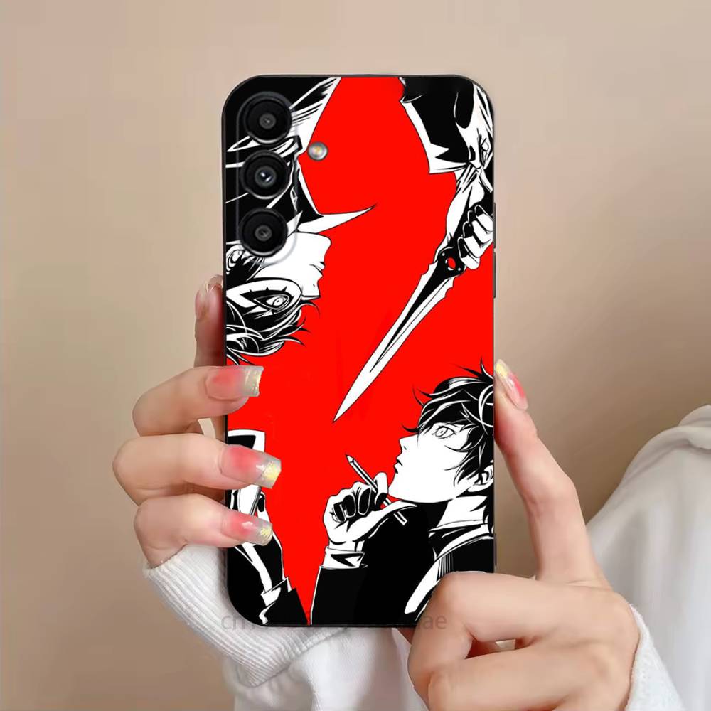 Game P-Persona 5 Phone Case For Samsung S25,24,23,22,21,S20,Ultra,Plus,FE Black Soft Cover