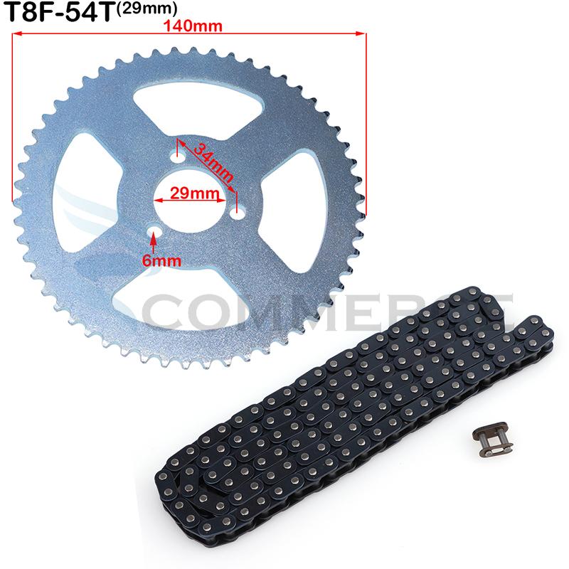 Motorcycle T8F Chain 136 Links and 38/44/54/74T Teeth Sprocket For 47cc 49cc Mini Moto Scooter ATV Quad 2 Stroke Engine Parts