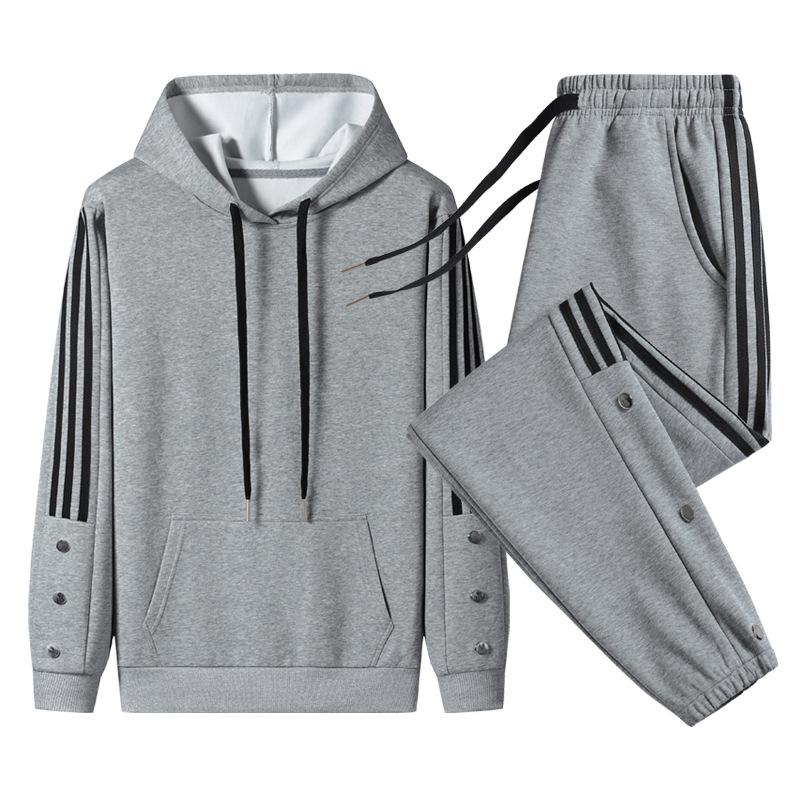 Мужская толстовка с капюшоном из чистого хлопка больших размеров с круглым вырезом, мужской комплект, красивый повседневный спортивный комплект