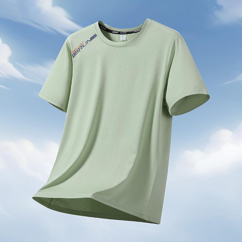 Футболка с короткими рукавами Ice Silk 12XL Summer с функцией увеличения жира и воздухопроницаемостью для мужчин, с большой скоростью бега и сушкой