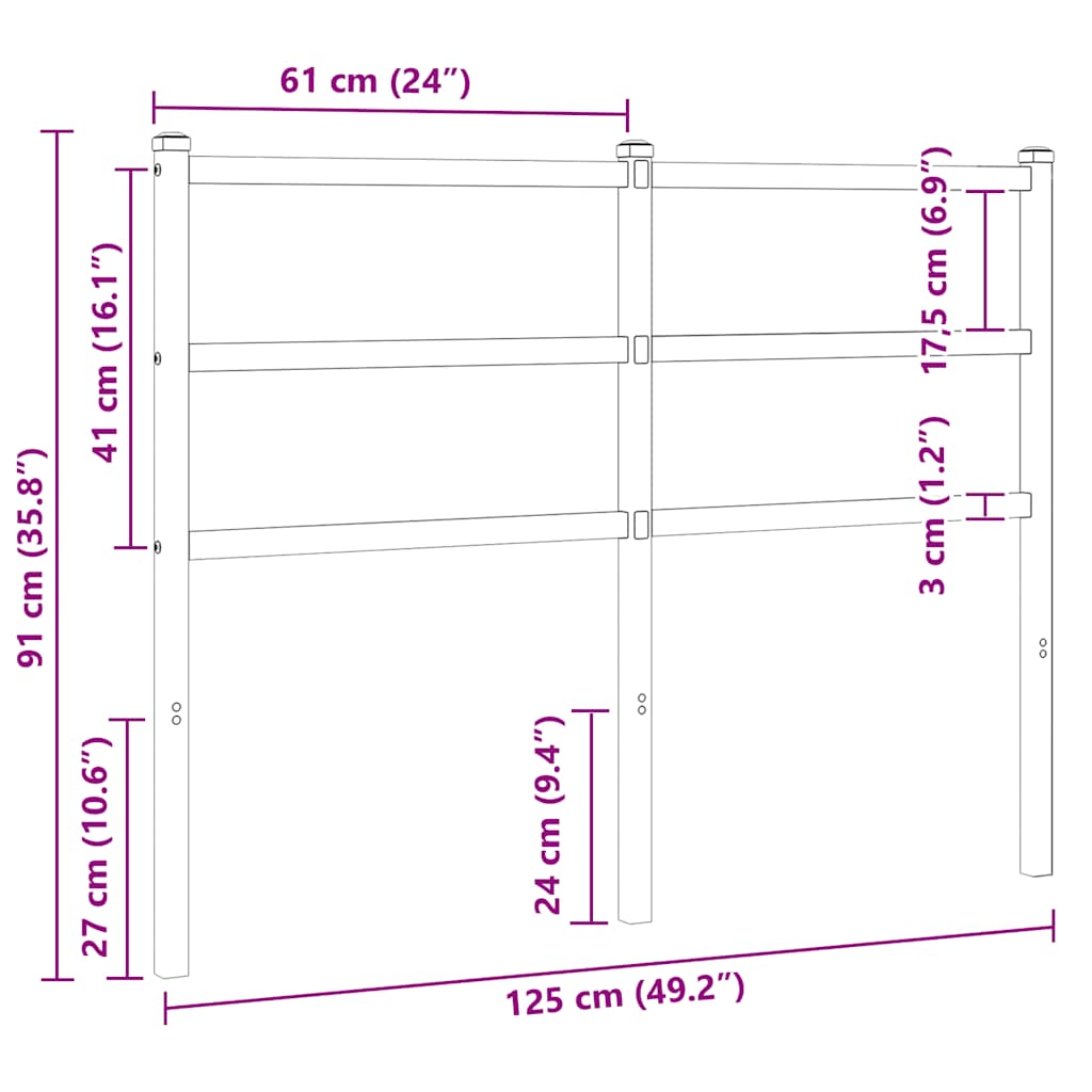 Replacement Headboard Metal White 120 cm