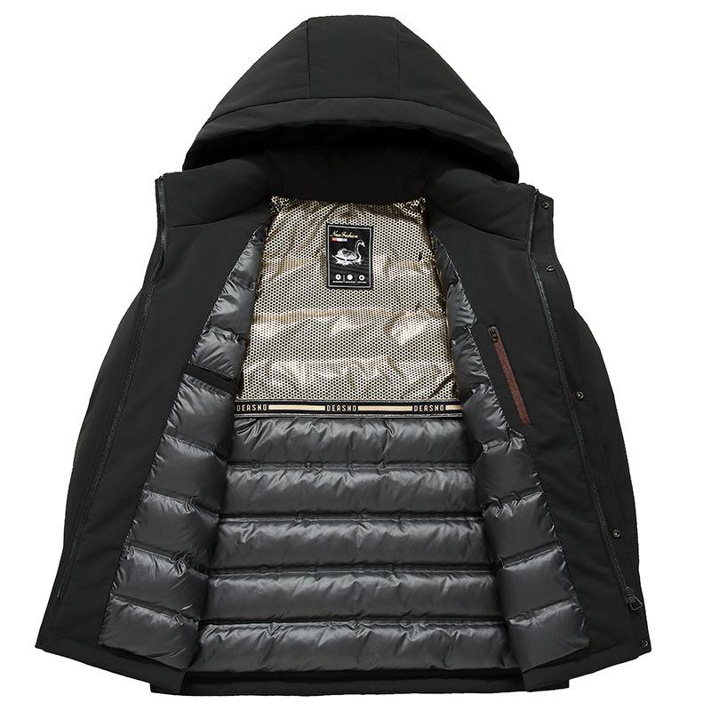 Зимняя новая утолщенная куртка средней длины для мужчин, белая утиная пуховая куртка с капюшоном, утепленная, повседневная