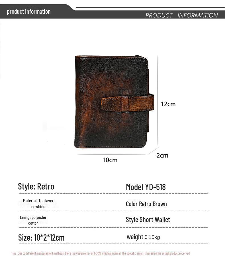 Мужской короткий кошелек из натуральной кожи в стиле ретро - европейский и американский стиль