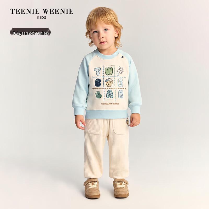 Teenie Weenie Детская унисекс толстовка с цветовыми блоками и плюшевой подкладкой, реглан, 2025