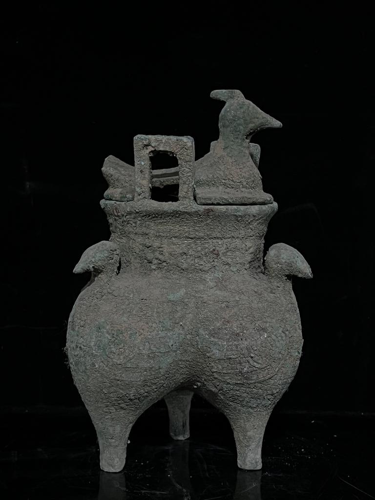Archaic Chinese Dynasty Bronze Beast Wine Ding Zun Food Vessel Censer