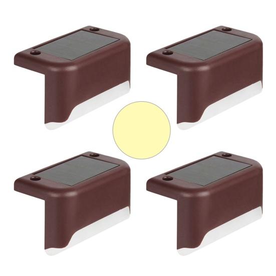 4 шт., светодиодный светильник на солнечной энергии, лестничный светильник, уличный садовый забор, пейзажный настенный светильник