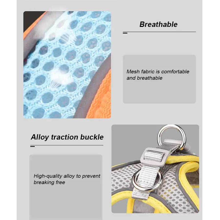 Vest Type Pet Chest Strap With Leash Soft Breathable Mesh For Small And Medium-Sized Dogs Summer Reflective Vest Strap Adjustabl