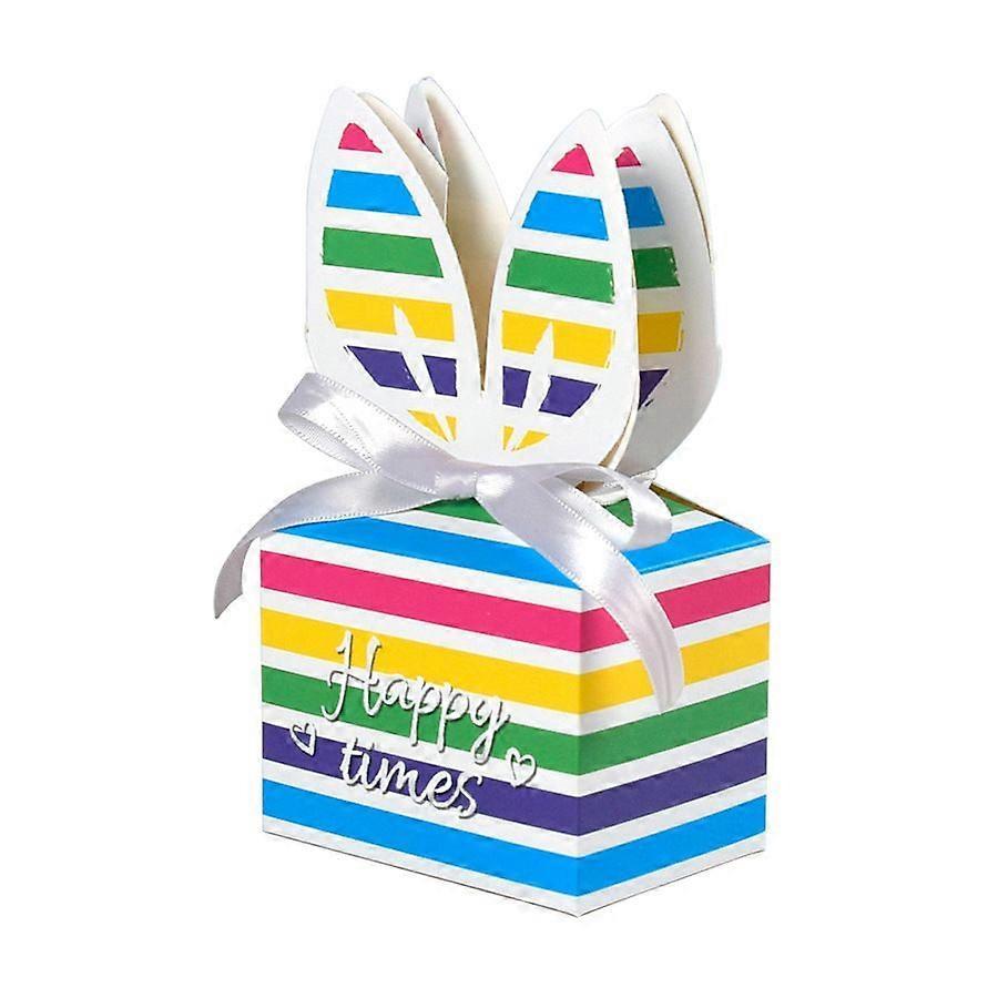 10pc Colorful Square Rabbit Gift Boxes - Easter Candy Wrapping Paper Packaging Boxes
