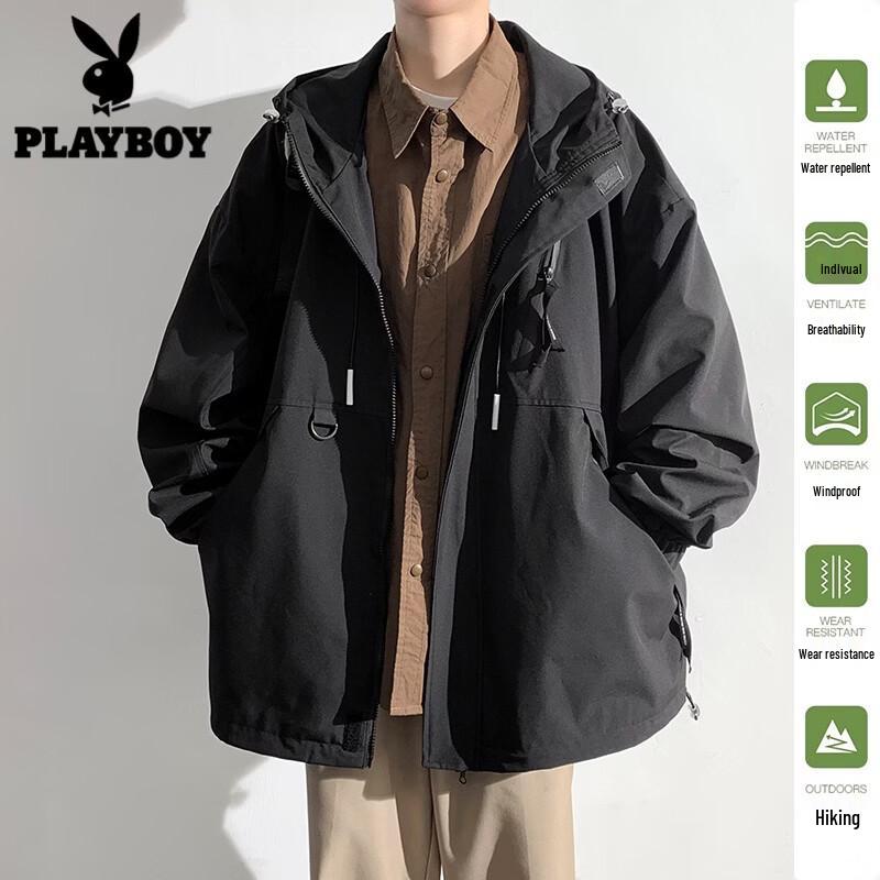 PLAYBOY Мужская и женская ветровка с капюшоном