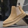 Genuine Leather Male Chelsea Boots New Leisure Walk Men's Ankle Boots Soft Elastic Strap Slip On Footwear Business Casual Shoes