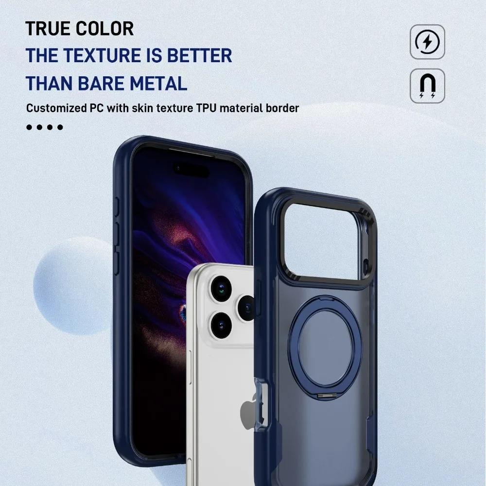 2-IN-1 Rugged Armor Wireless Charge Case For iPhone 17 Air 16E 15 14 Plus 13 12 11 Pro Max Metal Magnetic Holder Anti-Fall Cover