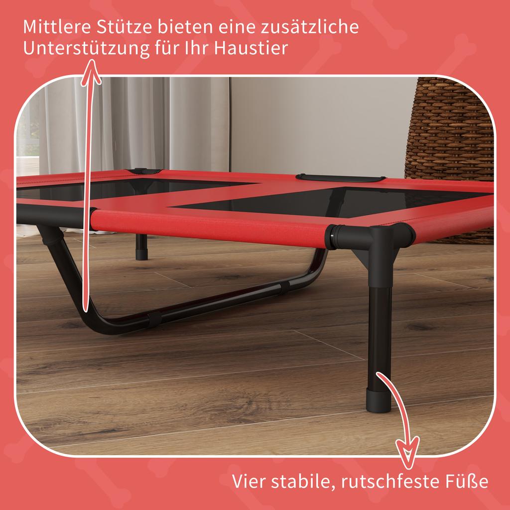 Dog Bed Dog Lounger Robust Elevated And Weatherproof Up To 50 Kg 92x76x18cm Red
