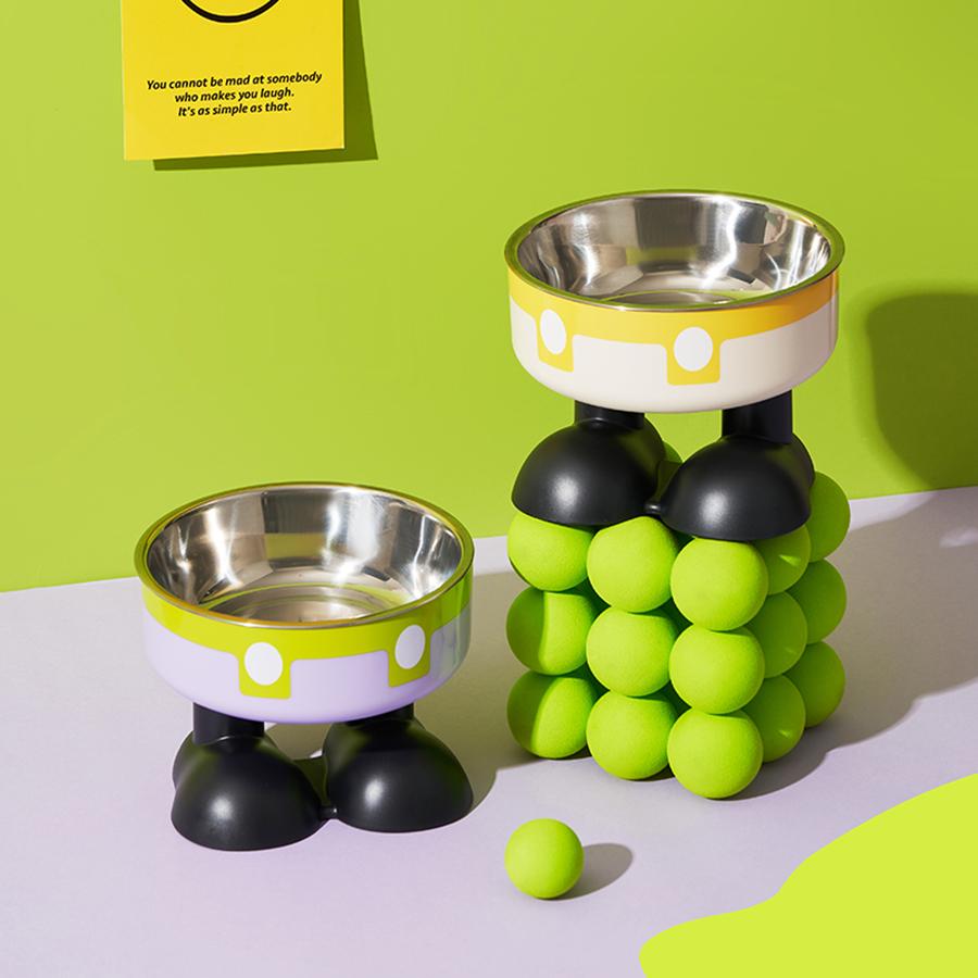 Pet stainless steel bowl anti slip large capacity dog bowl cat high footed bowl neck protection pet bowl anti knock cat bowl