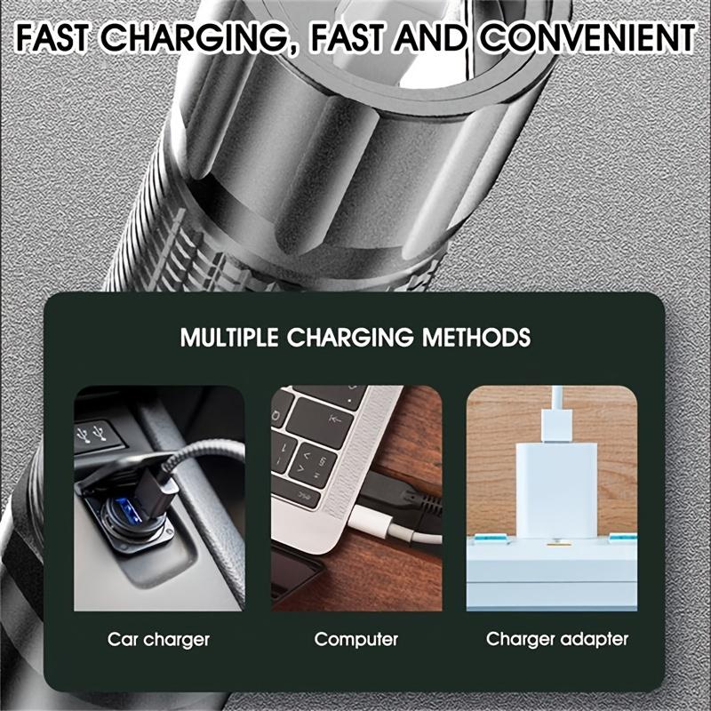 Портативный светодиодный фонарик, перезаряжаемый через USB, встроенный аккумулятор, тактический мини-фонарик, 3 режима, рабочий свет, уличный аварийный фонарь для кемпинга, рыбалки