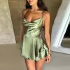 Women's Halter Back Sexy Stylish Satin Halter Dress