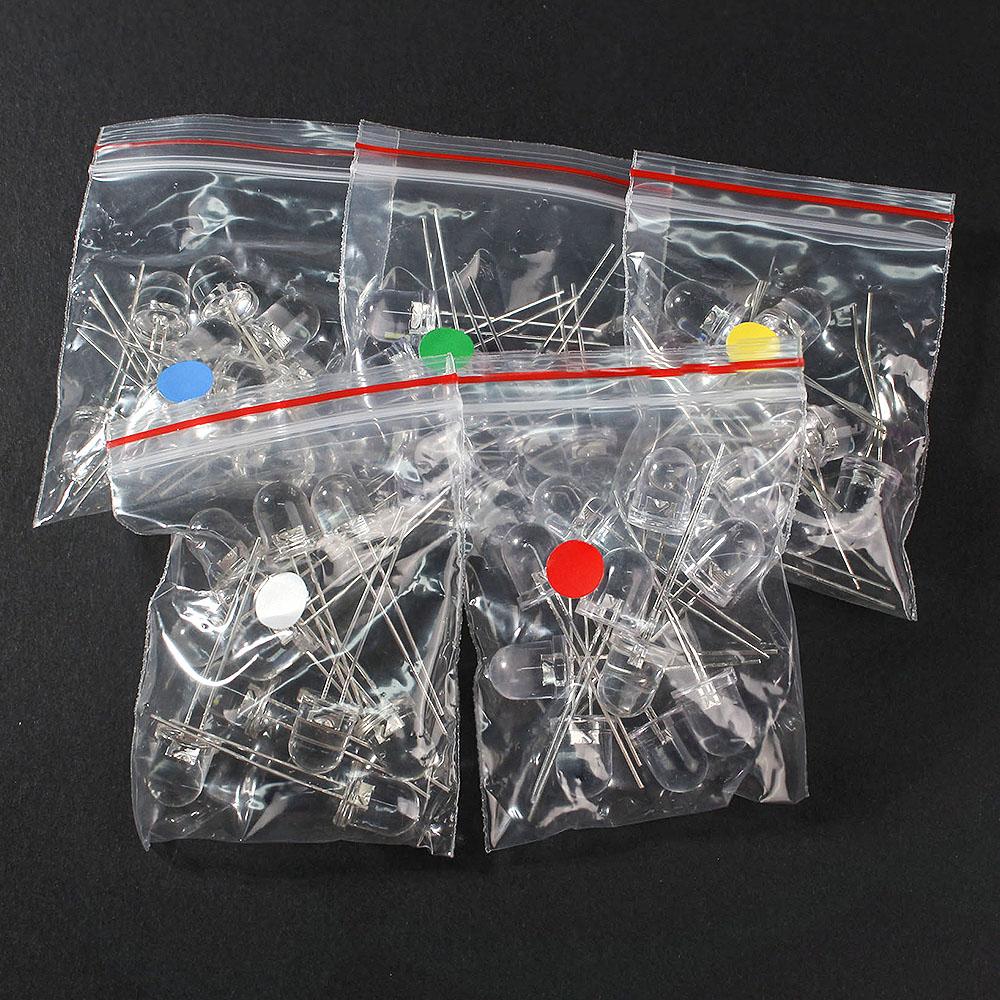 50 шт./лот 8 мм прозрачный круглый светодиодный многоцветный комплект красный желтый синий зеленый белый свет светодиодные лампы набор светодиодов F8