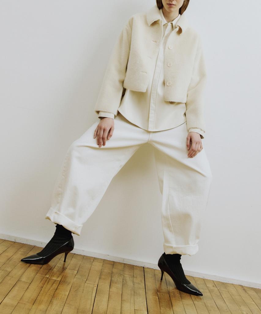 MOLLIOLLI White Round Cotton Denim Pants