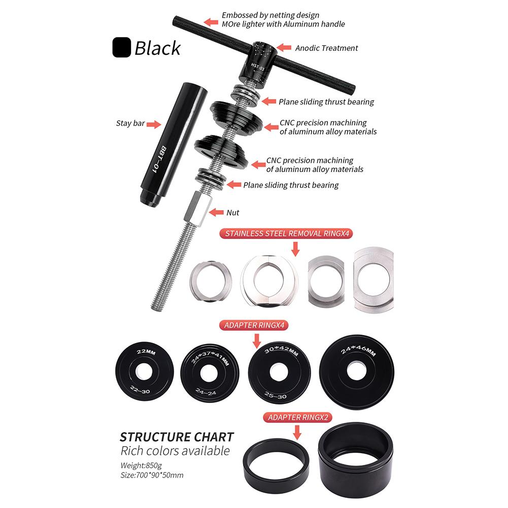 Bicycle Bottom Bracket Bearing Install Removal Tools, Headset Press-in Tool Road Bike Multi-function Tools Kit Compatible For BB86 BB30 BB91 BB92 PF30