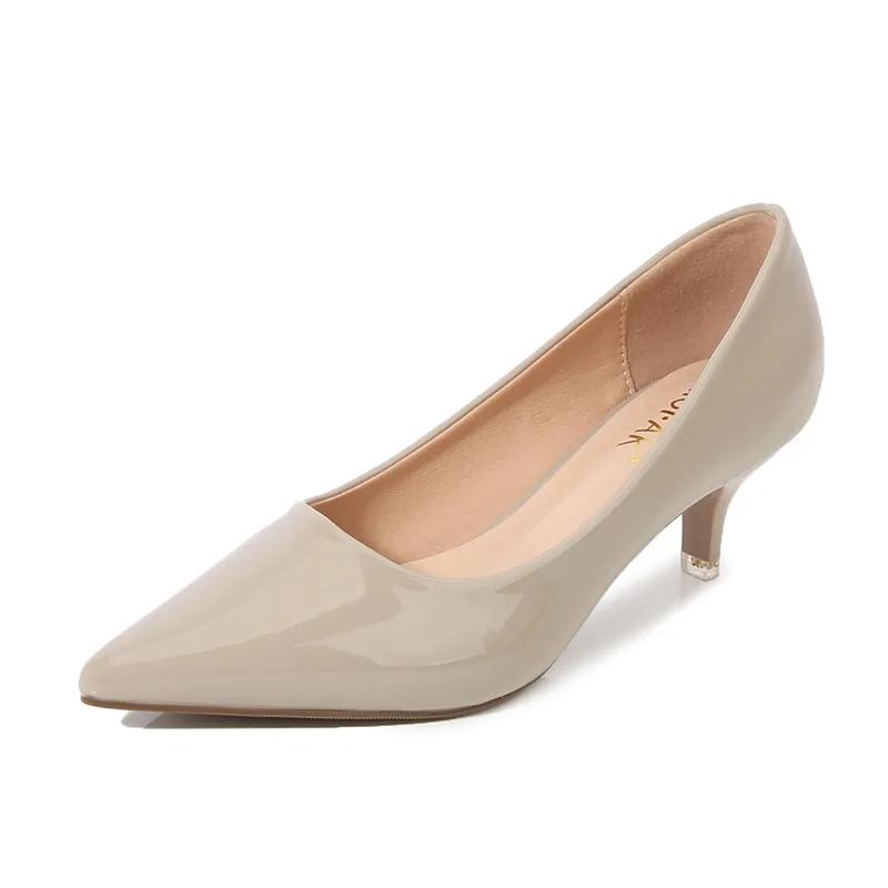 Модная Новая Женская Обувь На Каблуках Элегантные Женские Туфли-Лодочки На Среднем Высоком Каблуке С Острым Носком 5 см Модные Туфли Для Женщин Офис Черный Розовый Красный