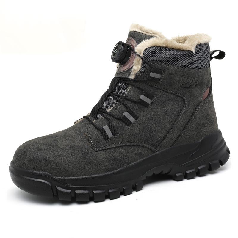 Rotating Button Work Shoes Men Anti Puncture Work Sneakers Waterproof Black Work Safety Shoes Non Slip Steel Toe Boots