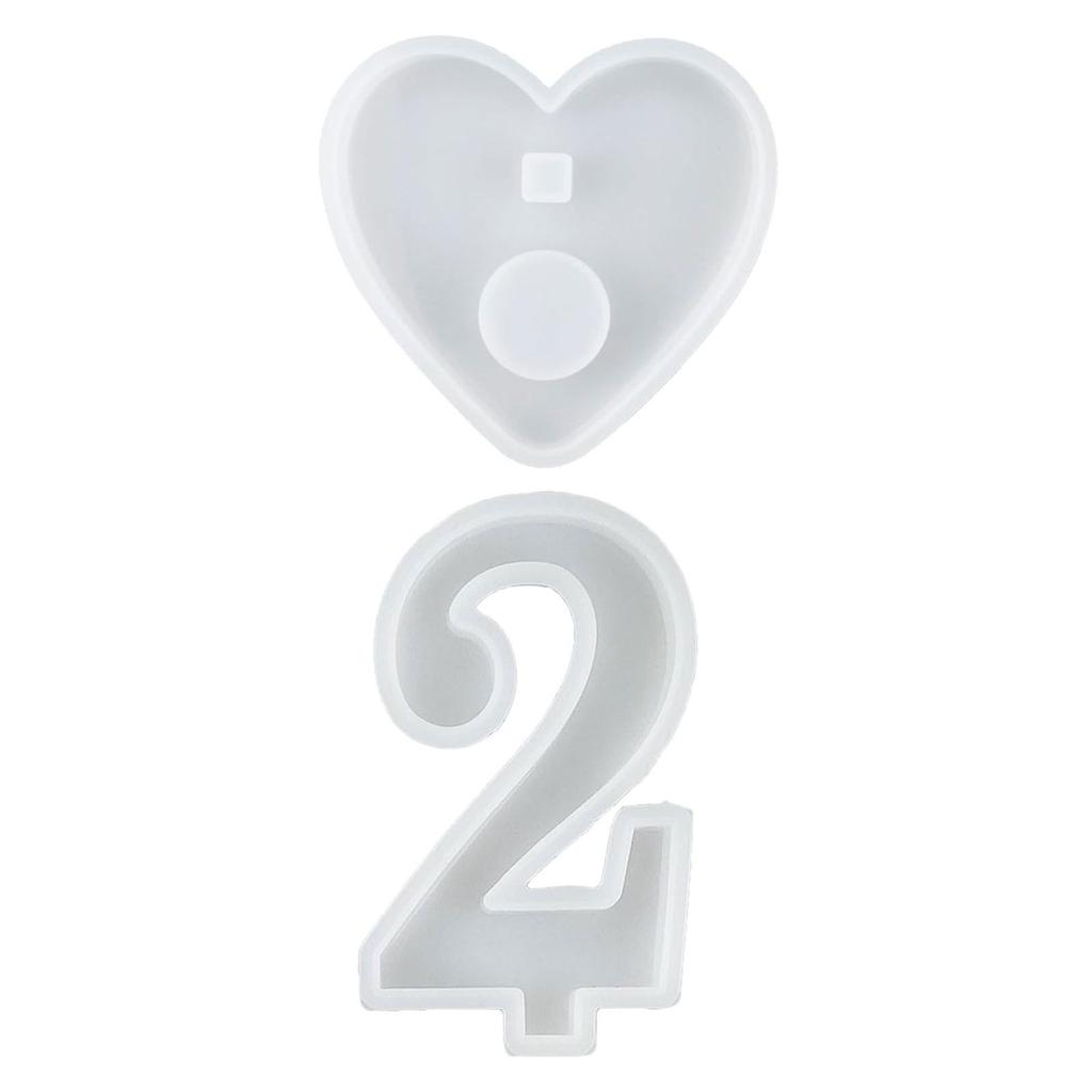 1-10 Numbers Shape DIY Silicone Mold 3D Handmade Candle Holder with Heart Base Gypsum Resin Mold Craft Candlestick Mould