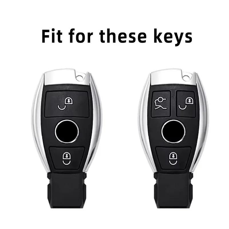 Alloy Style Car Key Case Cover Shell Fob For Mercedes Benz A B C E G Class C200 C300 E350 W205 E260L GLK A45 AMG BGA Accessories OS5