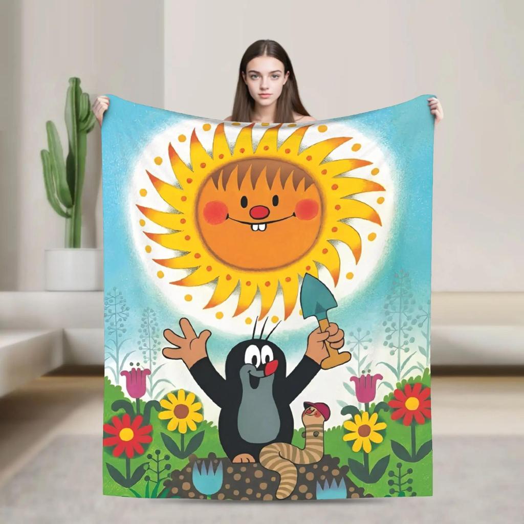 The Little Mole Super Warm Plush Throw Blanket for Sofa Bed Living Room Soft Flannel Picnic Blanket