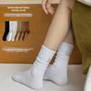 5 пар женских носков длиной до середины икры. Весенние и осенние носки из хлопка с маленькими белыми туфлями. Длинные молочно-белые носки с надписью «Love Letters».