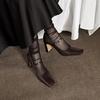 French Square Head Thick Heel Mary Jane Single Shoes Women's 2025 New Retro Style One-word Buckle with Light Mouth High Heels