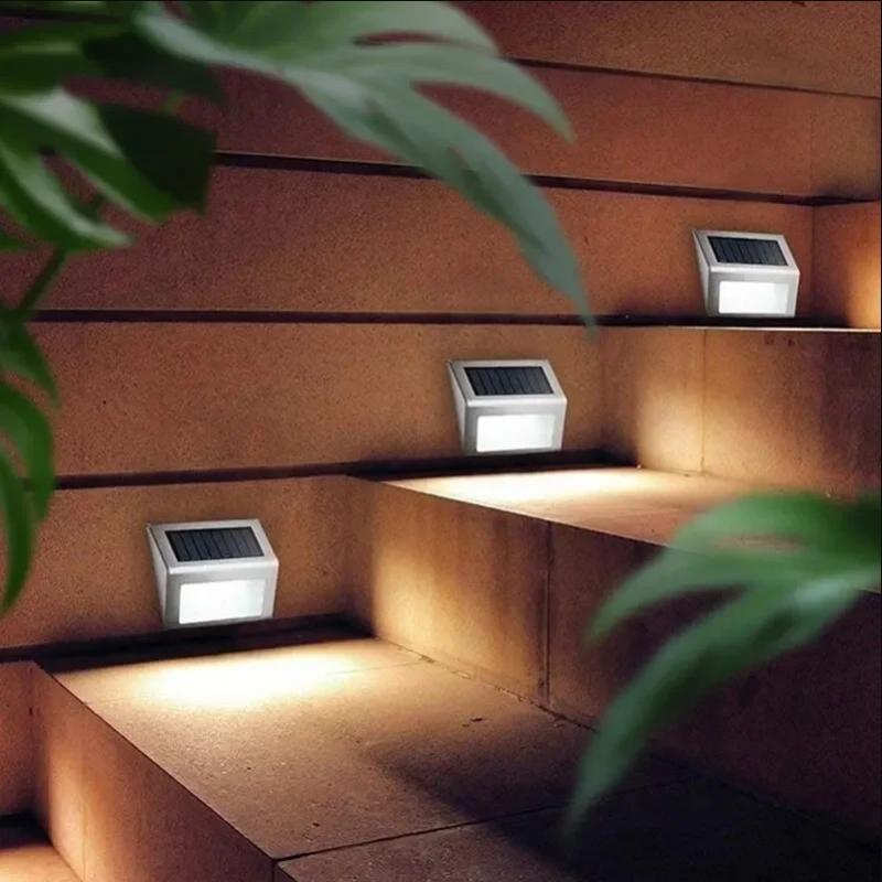 Solar Stainless Steel 3LED Step Light Waterproof, Anti-corrosion and Environmental Protection Wall Light for Garden Fence Wall