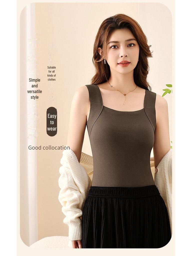 Женский бесшовный приталенный теплый жилет: Немецкий флис, нагрудник, шлифованный, утолщенный, осенне-зимнее нижнее белье