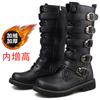 Winter Men Motorcycle Boots  Fashion Mid-Calf Punk Rock Punk Shoes Mens PU Leather Black High Top Casual Boot Man