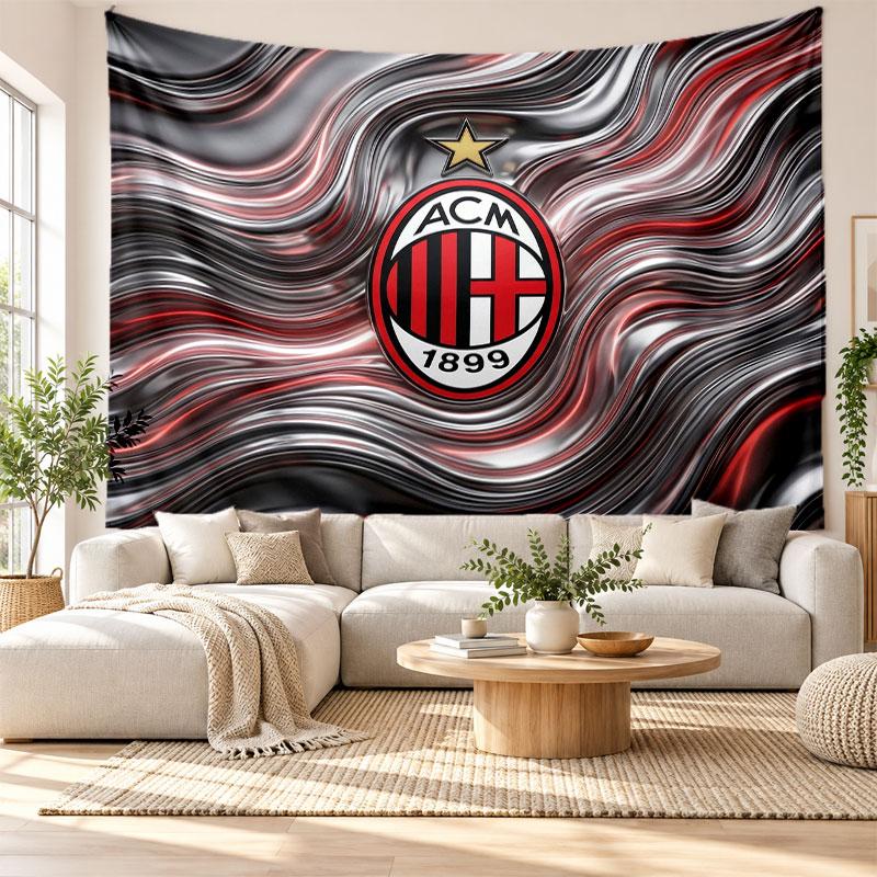 AC Milan Wall Tapestry, Soft Fabric Wall Hanging, Decorative Backdrop For Bedroom Home Wall Art