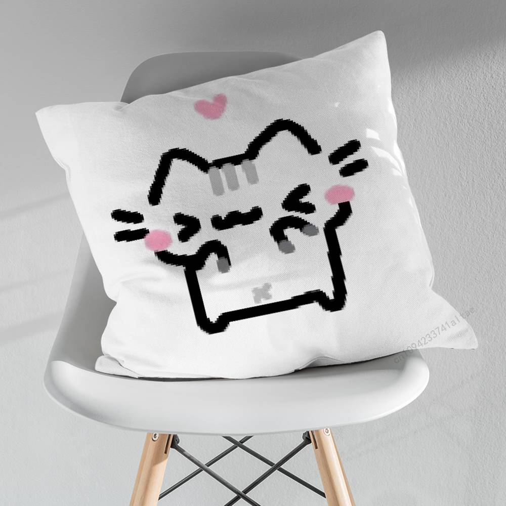 Cute Art SStrawberry Cat Pillowcase for Sofa Room Office Decor Printing Merchandise AllMatch Cushion Cover