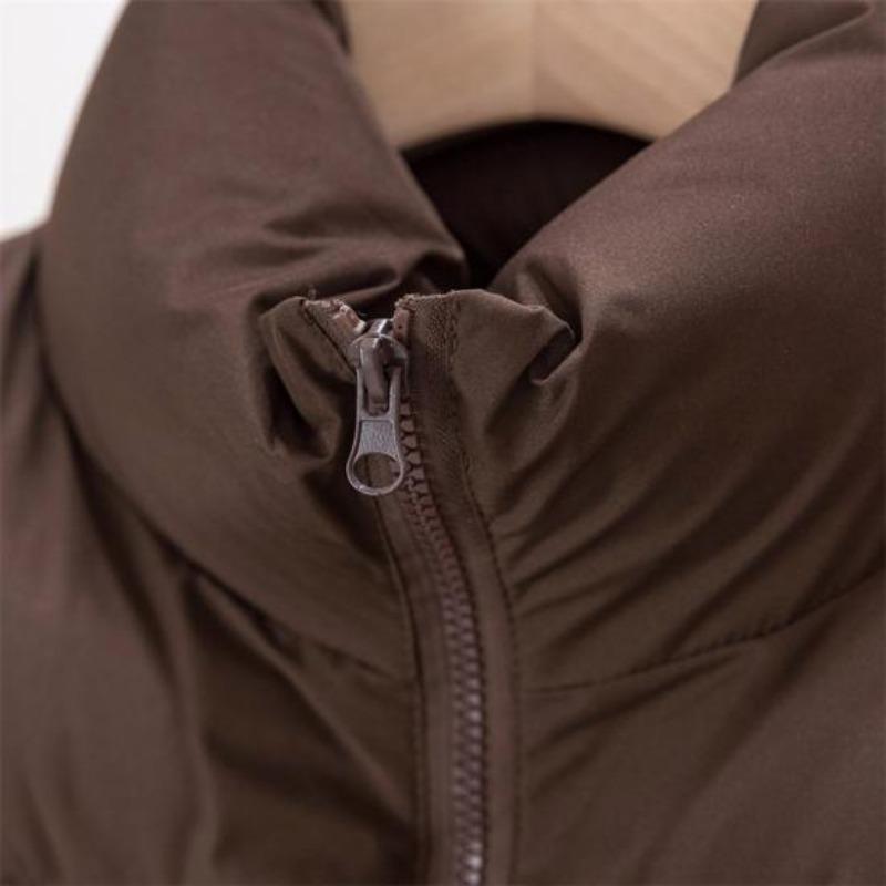 Зимний женский жилет, пальто, утолщенный, с застежкой-молнией, воротник-стойка, без рукавов, однотонный, с защитой от ветра и холода