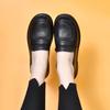 Round Head Small Leather Shoes Women's 2025 Spring Special Large Size Black First Layer Cowhide Basic Foot Loafers