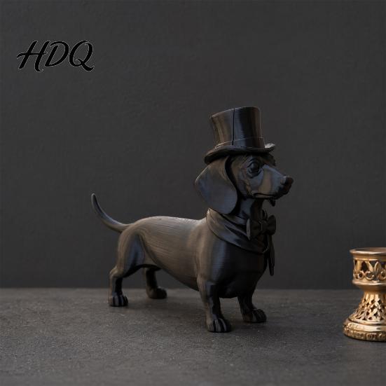 Декор Собака-Джентльмен 3D-печатная фигурка таксы Элегантная скульптура Настольное украшение Животное