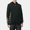 Off-White Толстовка с капюшоном и желтой лентой-предупреждением сбоку, унисекс, черный цвет OMBB032S180030081000