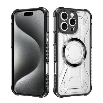 Для iPhone 15 Pro Max CD Магнитный Дизайн Сверхпрочный Жесткий HD Прозрачная Задняя Крышка,Для iPhone 15 Plus Rugger Armor Жесткий PC TPU Чехол