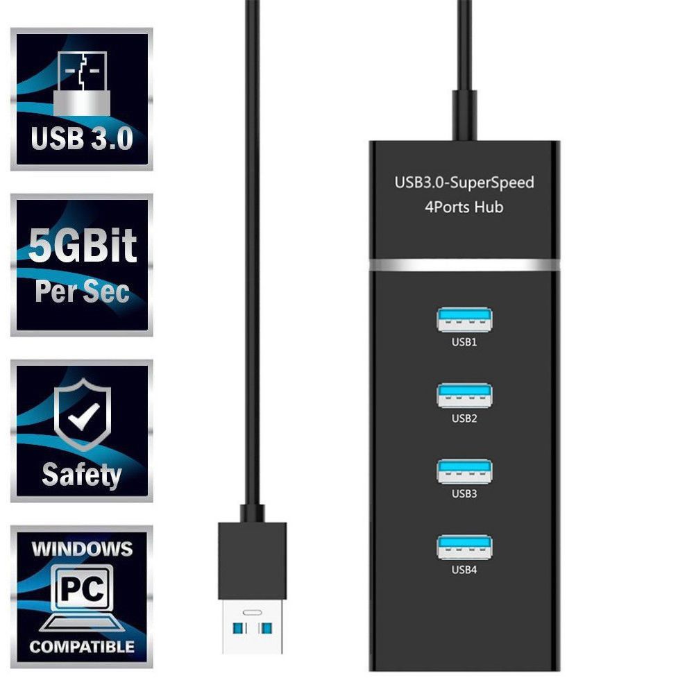 Durable Universal High Speed Up to 5Gbps 4 Ports Splitter Data Sync Adapter USB 3.0 Hub Expander