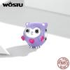 Enamel Cartoon Purple Owl 925 Sterling Silver Charm Beads Fit Bracelet Bangle Fine Jewelry