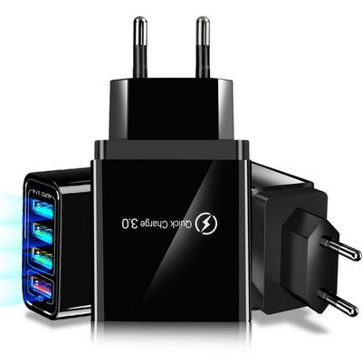 4-портовое USB-зарядное устройство Quick Charge 3.0 Вилка ЕС/США Настенное зарядное устройство для iPhone Samsung Xiaomi OPPO USB Быстрая зарядка Зарядное устройство для телефона