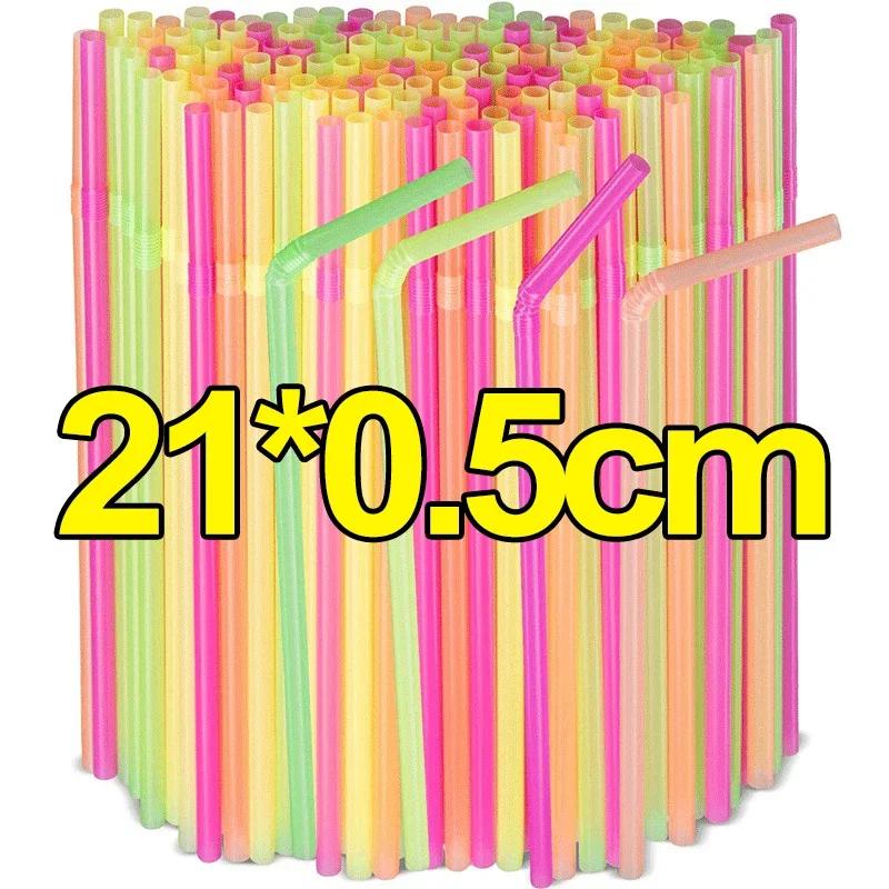 1000/100x Colorful Straws Disposable Plastic Flexible Drinking Straw for Bubble Milk Tea Cocktail Wedding Party Kitchen Supplies